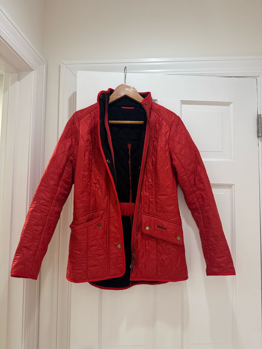 Barbour Red Quilted Women's Jacket with Contrast Lining